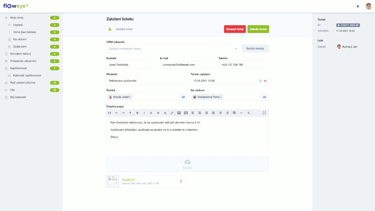 Požadavky zákazníků - help desk